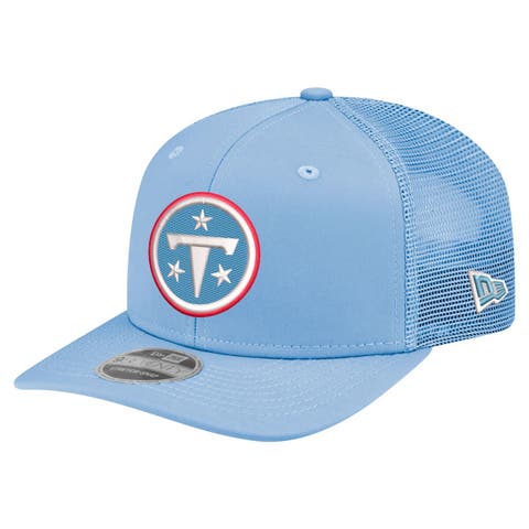Men's New Era  Light Blue Tennessee Titans Primary Logo 9SEVENTY Trucker Adjustable Hat