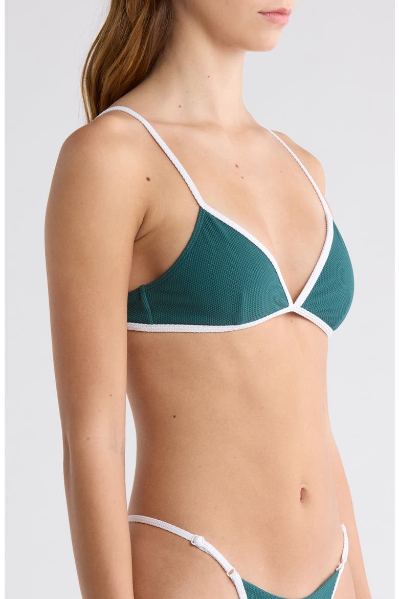 Miriam Triangle Bikini Top, Alternate, color, GREEN/ BRIGHT WHITE