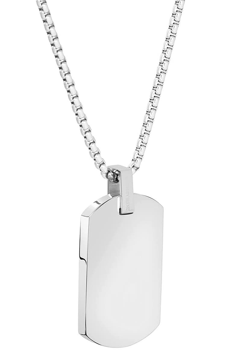 Men's Stainless Steel Cubic Zirconia Dog Tag Pendant Necklace, Alternate, color, BLUE