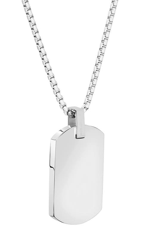 Geoffrey Beene Stainless Steel Cubic Zirconia Dog Tag Pendant Necklace