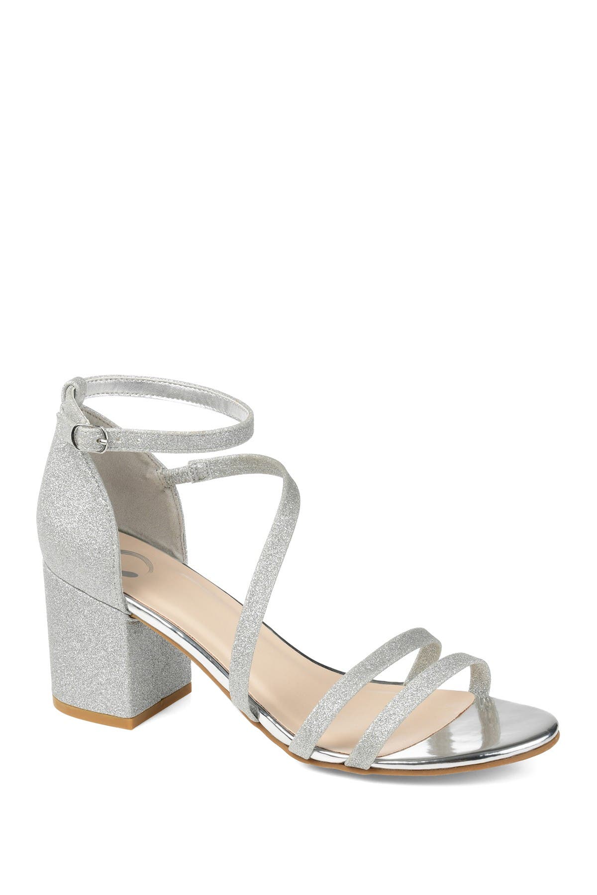 Journee Collection Bella Glitter Sandal, Main, color, Silver