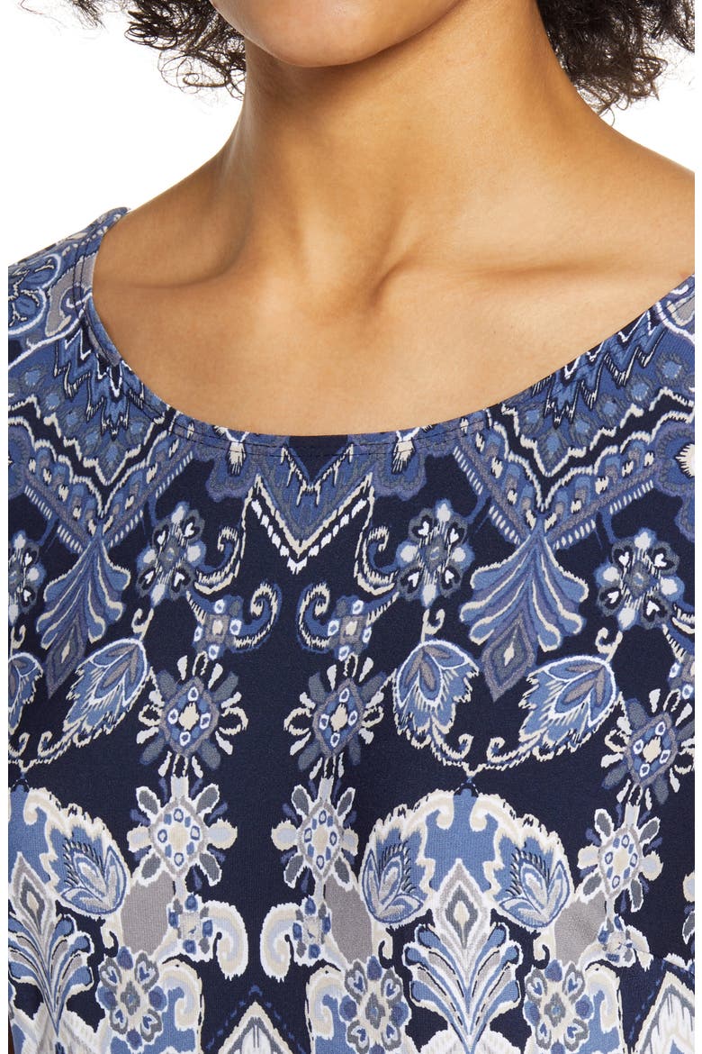 Tile Print Cap Sleeve Maxi Dress, Alternate, color, SLATE