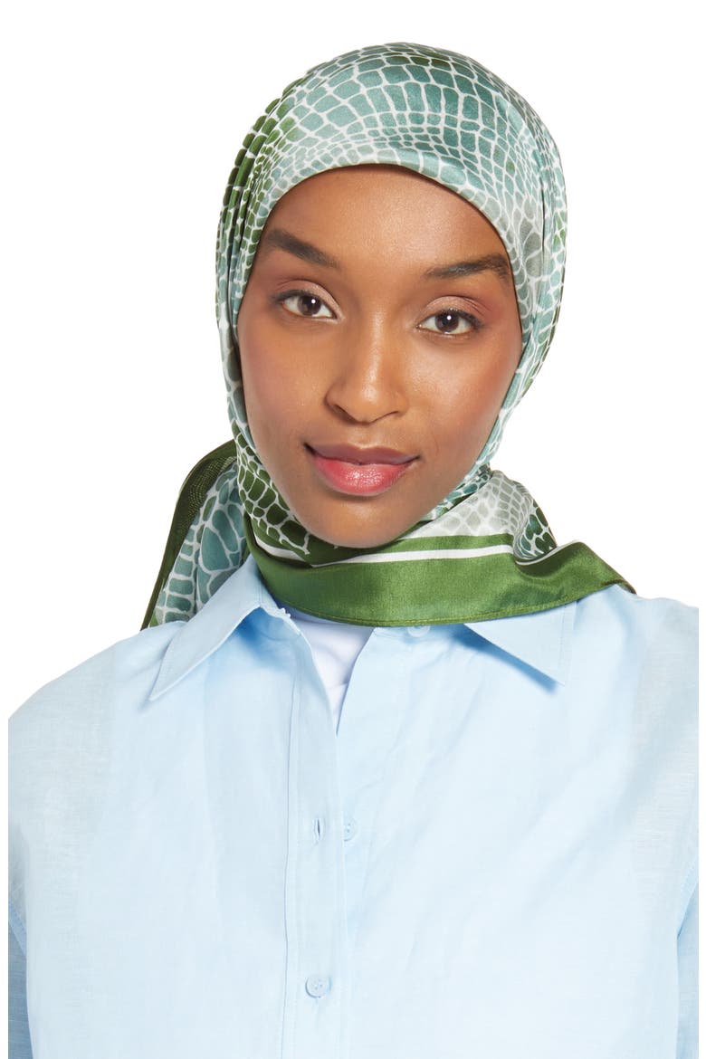 Henna & Hijabs Silk Hijab, Main, color, GREEN BRONZE SNAKE