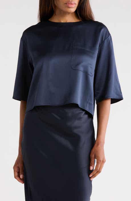 TWP Ex Short Sleeve Hammered Satin Top