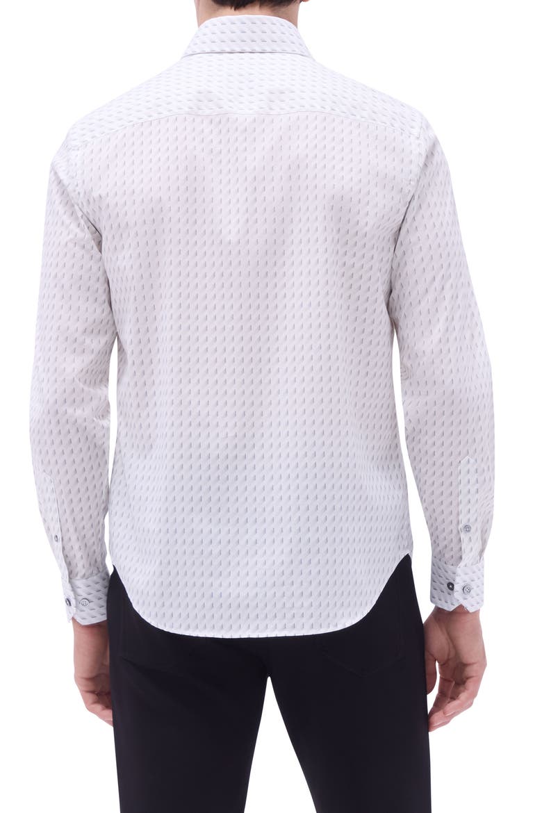 Axel Geo Print Shaped Fit Stretch Cotton Button-Up Shirt, Alternate, color, PLATINUM