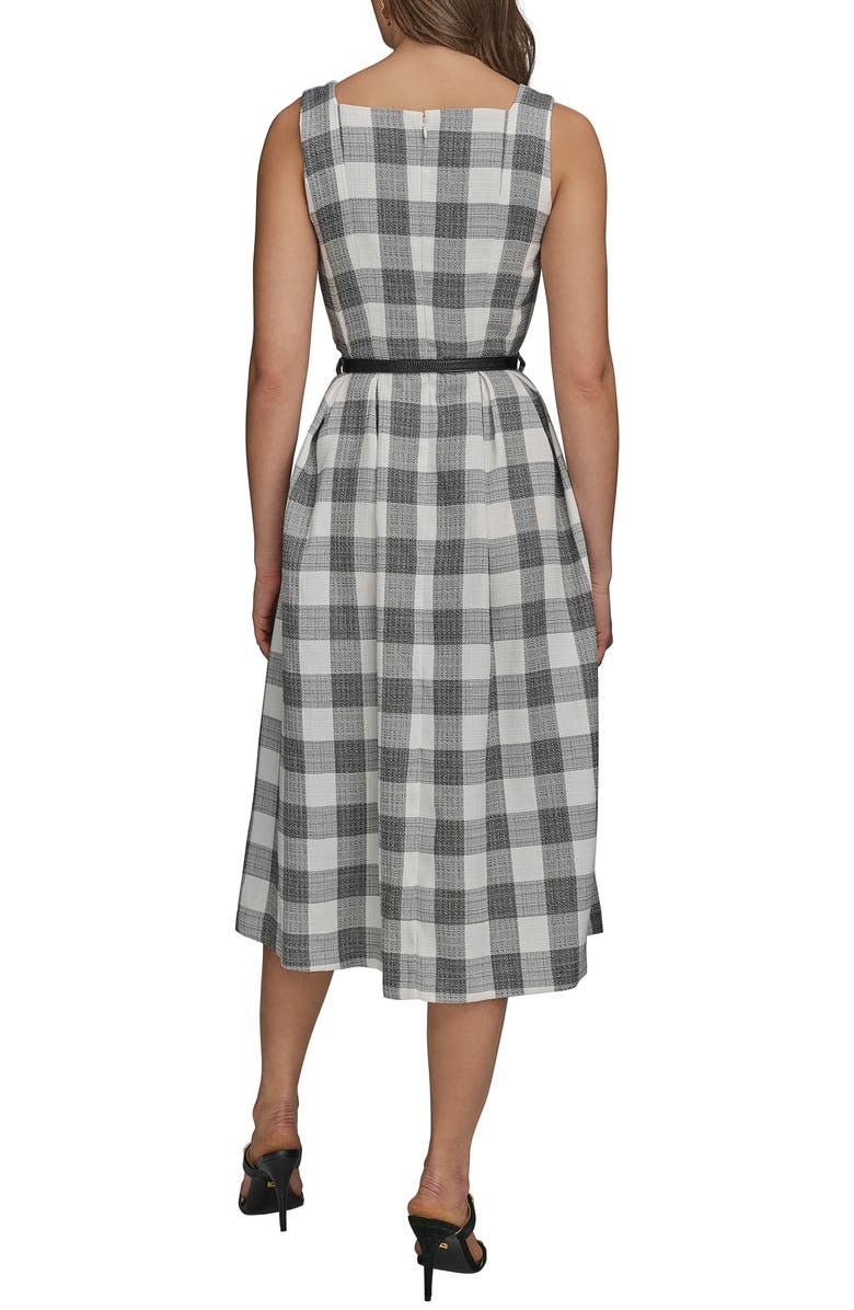 Donna Karan New York Check Sleeveless Midi Dress, Alternate, color, Black Cream