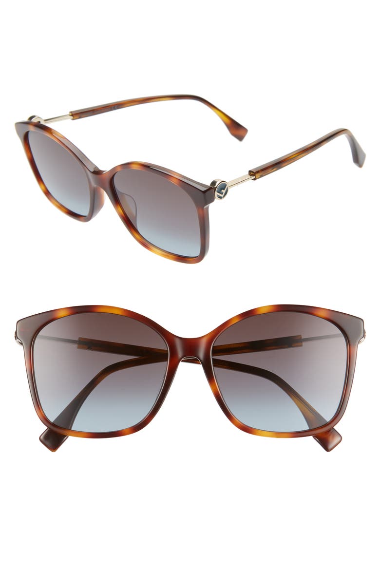 57mm Special Fit Sunglasses, Main, color, DARK HAVANA