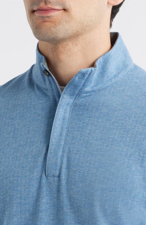 Johnnie-o Rubin Herringbone Quarter Zip In Blue