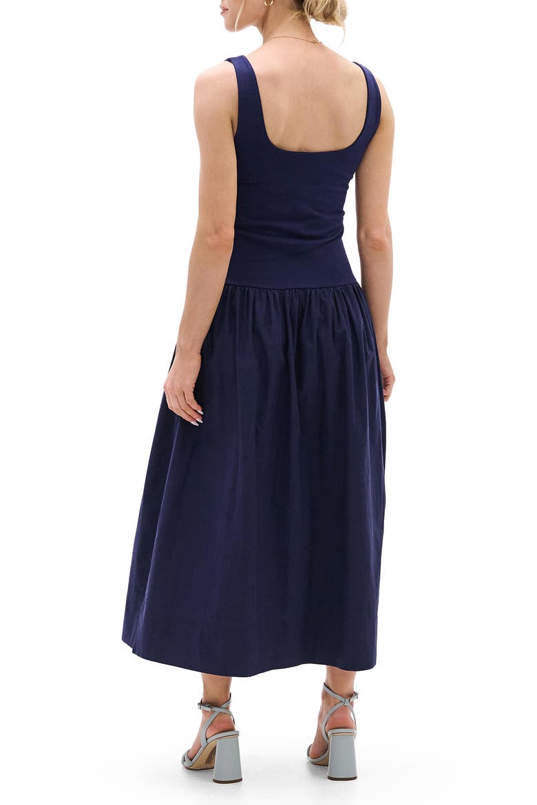 Mixed Media Midi Sundress, Alternate, color, PATRIOT BLUE