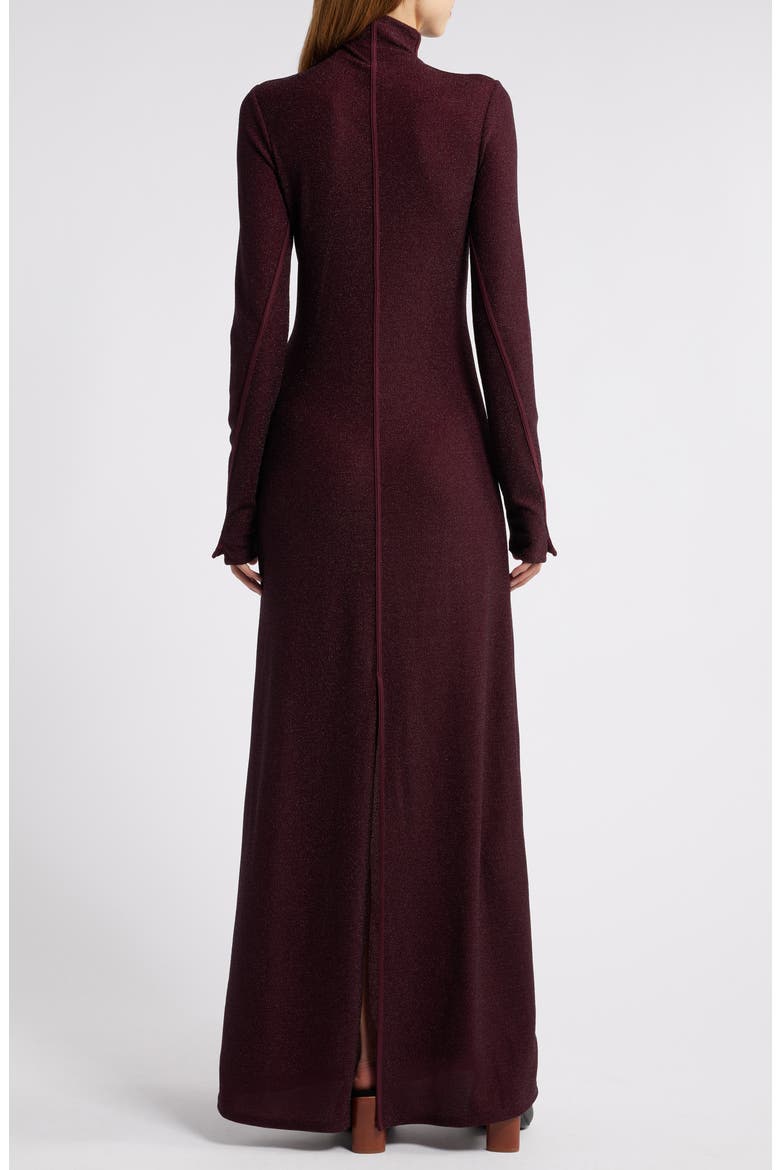 Lilith Metallic Long Sleeve Turtleneck Maxi Sweater Dress, Alternate, color, BURGUNDY
