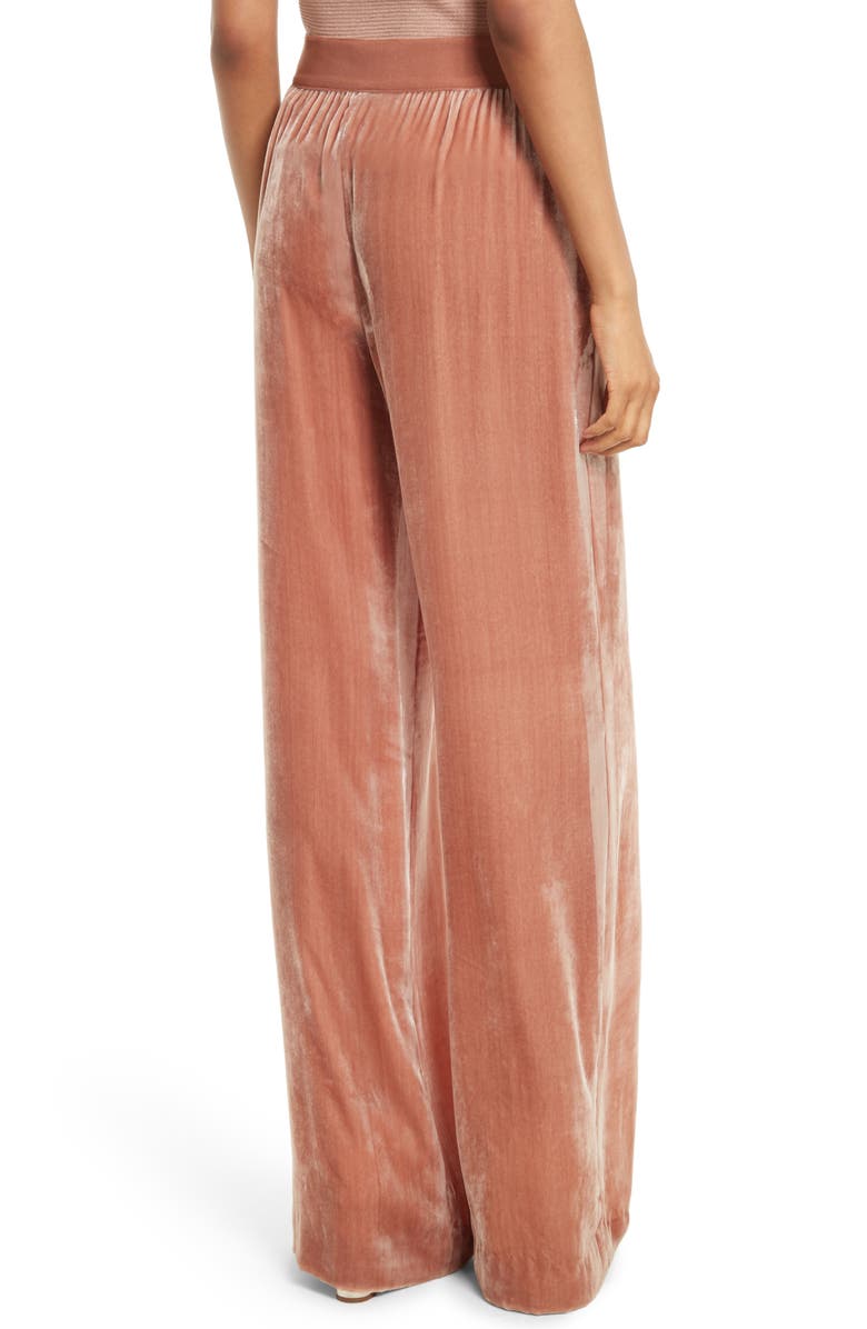 Alice + Olivia Racquel Velvet Wide Leg Pants, Alternate, color, 