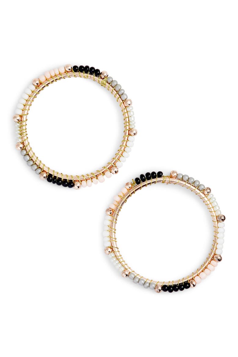 Beaded Hoop Earrings, Main, color, BLOSSOM/ GREY MULTI