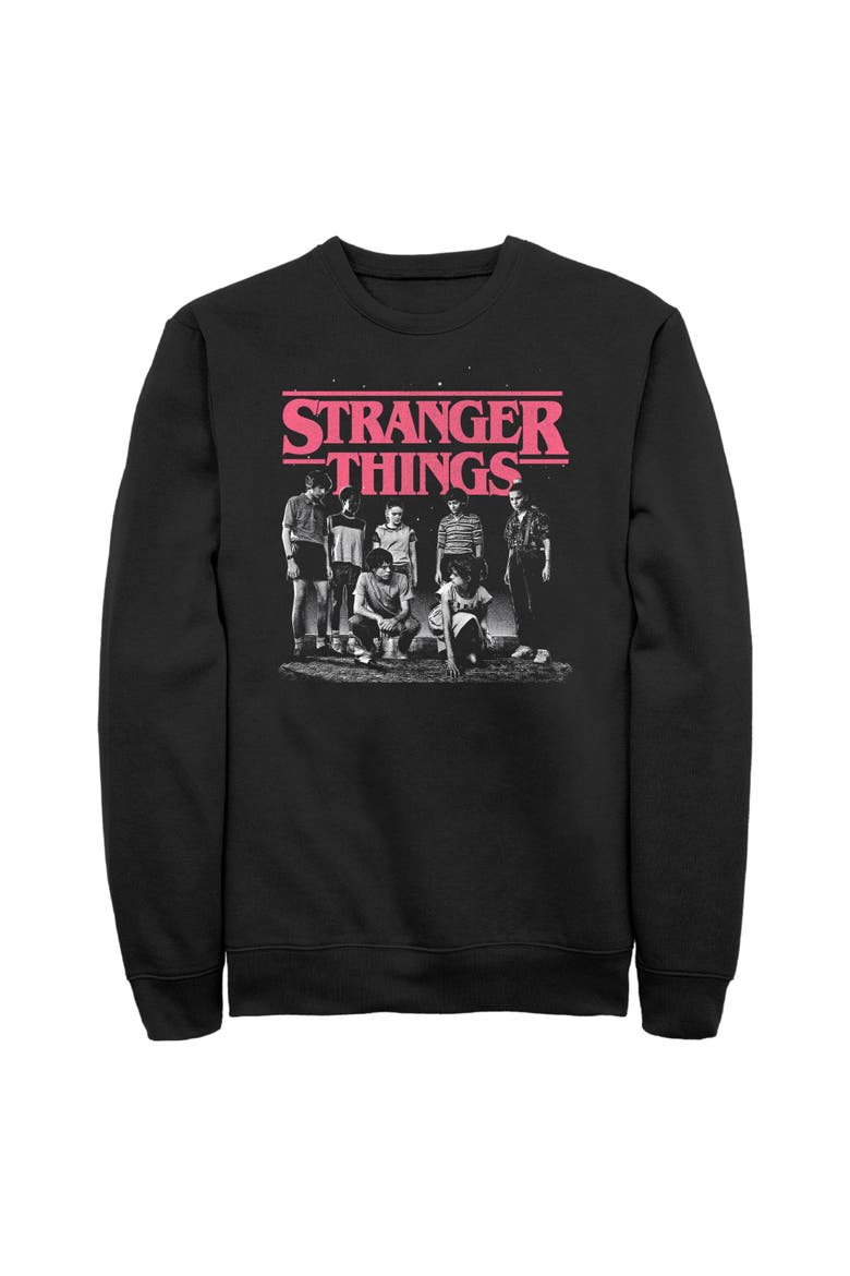 Men's Stranger Things Title Logo Faded  Sweatshirt, Main, color, Black