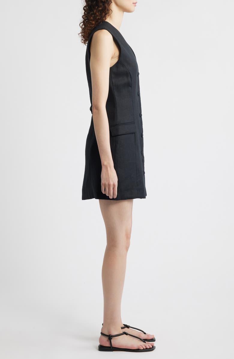Faithfull the Brand Eloise Linen Minidress, Alternate, color, Black