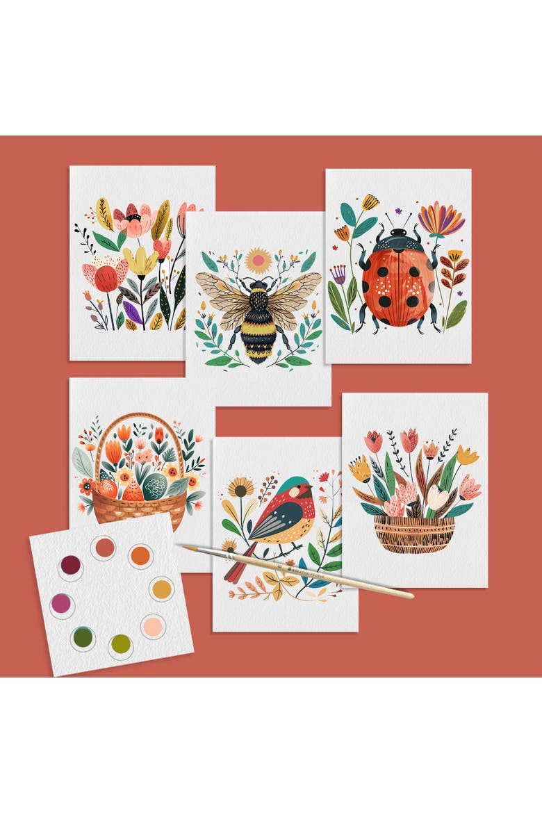 All-in-One Watercolor Art Postcards, Alternate, color, White Floral Watercolor