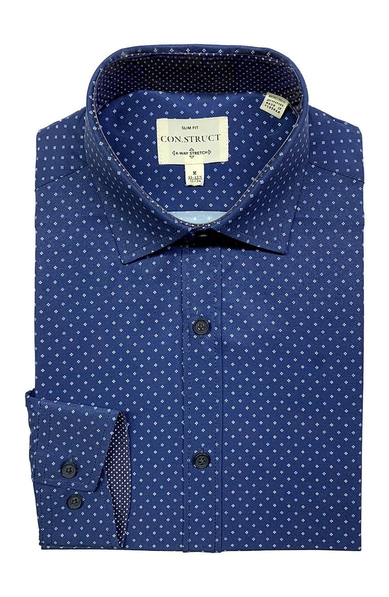 CONSTRUCT 4-Way Stretch Slim Fit Ditsy Dot Print Dress Shirt, Main, color,