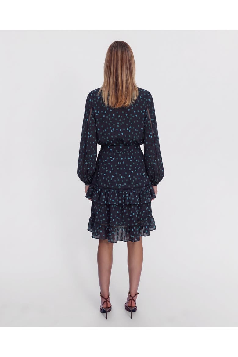Nike Ruffle Bouffant Sleeve Blouse, Alternate, color, Teal Polka Dot