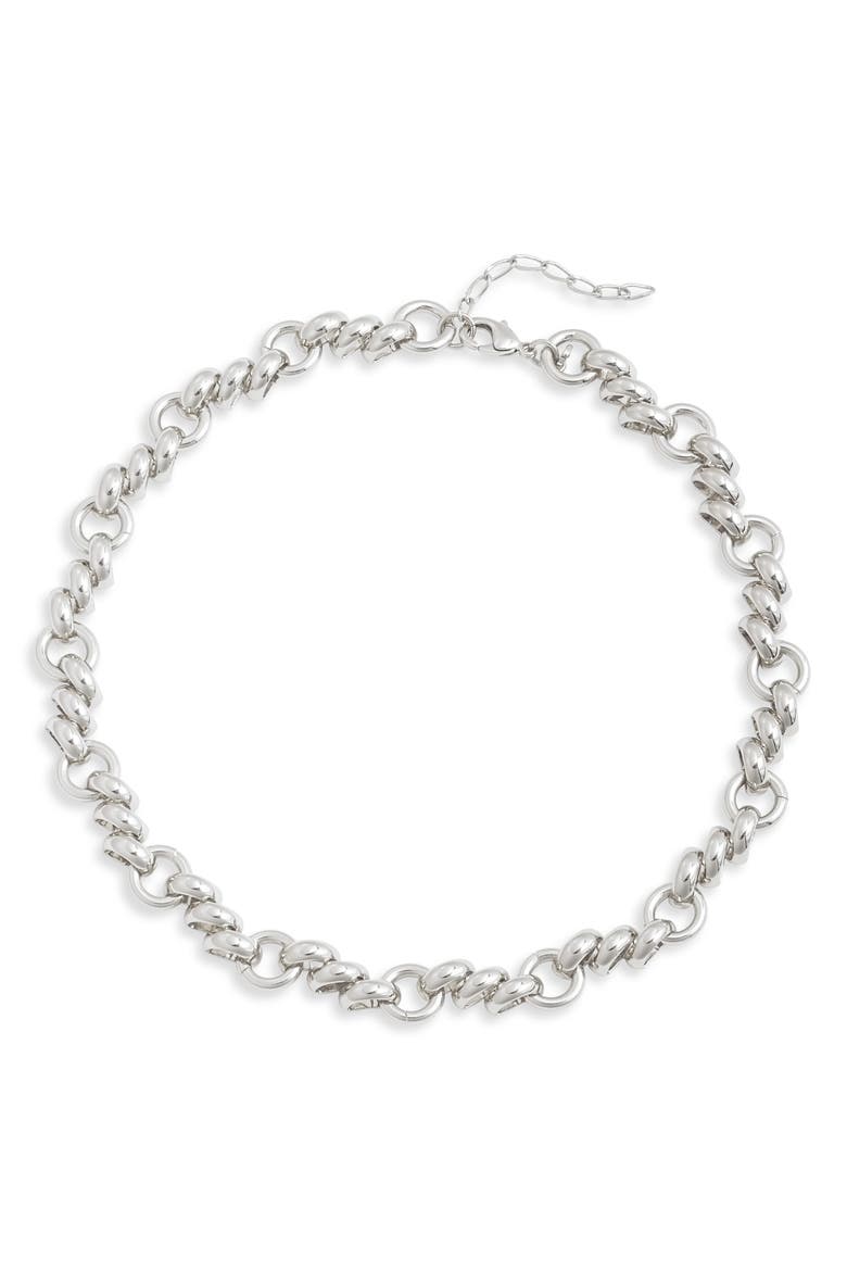 Fancy Staggered Chain Necklace, Main, color, RHODIUM