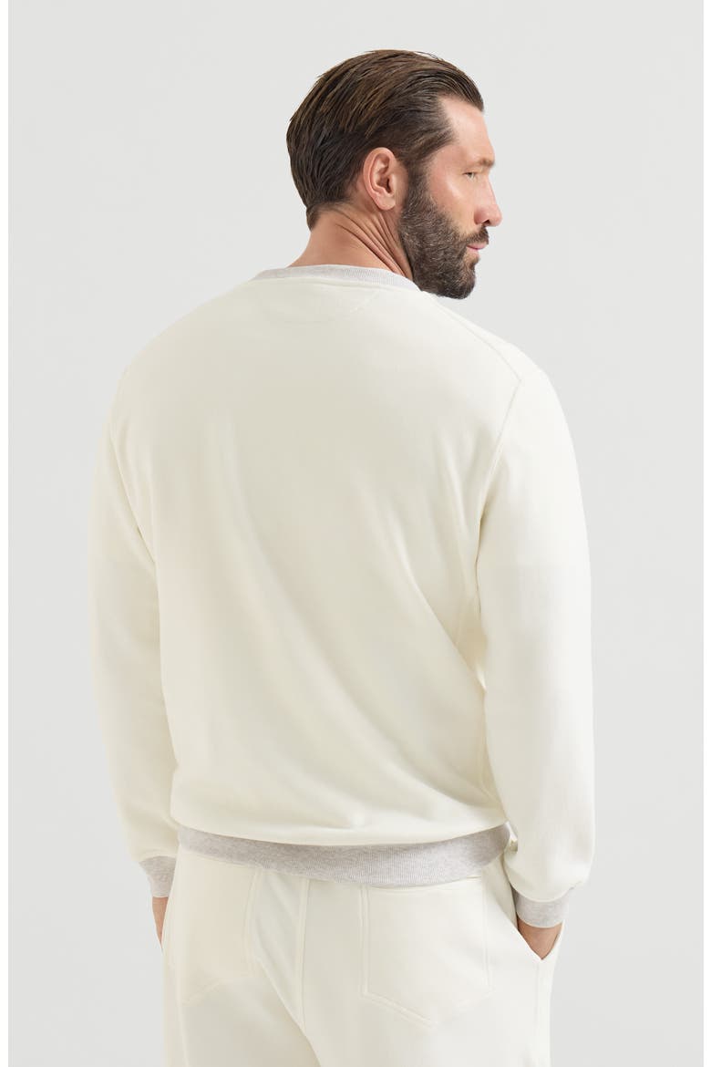Cotton French terry sweatshirt with embroidery, Alternate, color, Off-White