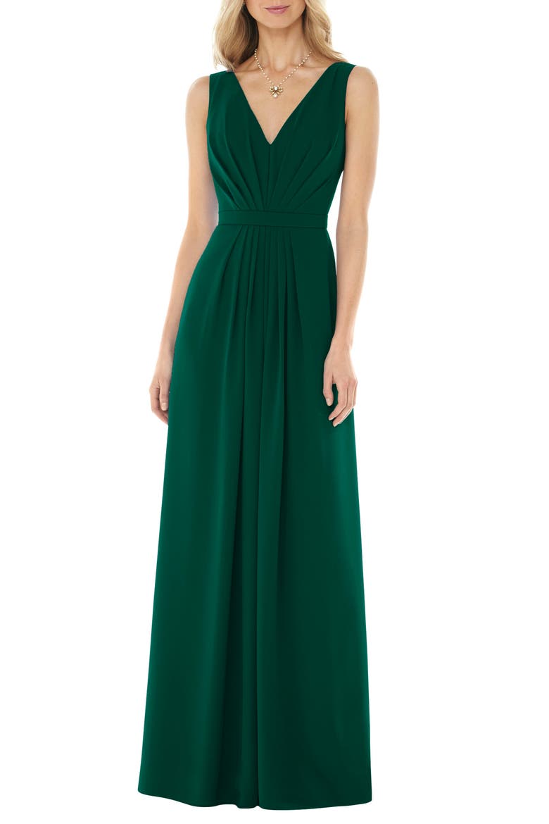 V-Neck Georgette A-Line Gown, Main, color, HUNTER