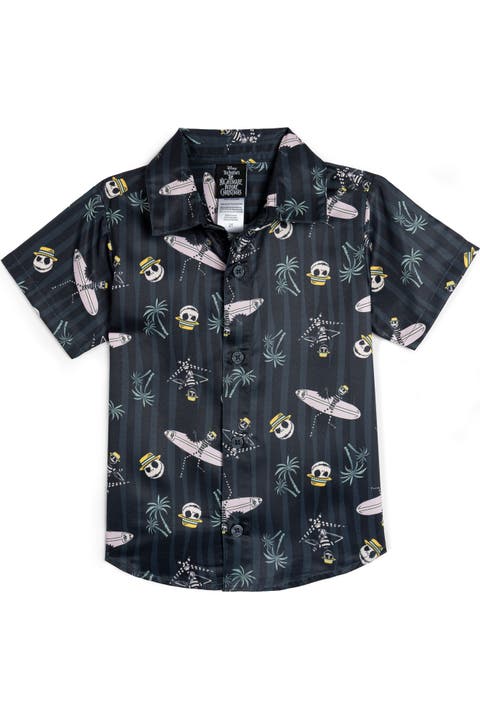 Nightmare Before Christmas Jack Skellington Short Sleeve Button-down Shirt (toddler, Little Kid & Big Kid)