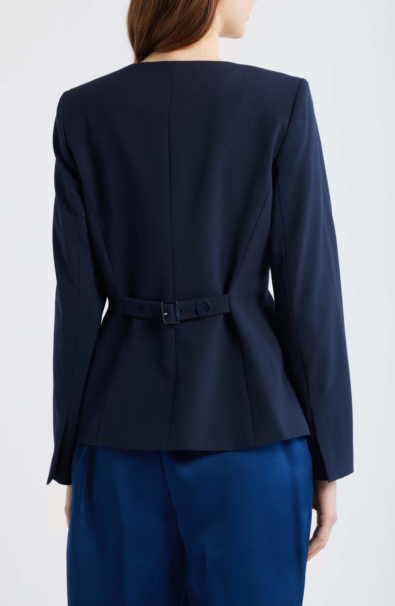 Tahari ASL Collarless Button Jacket, Alternate, color, New Navy