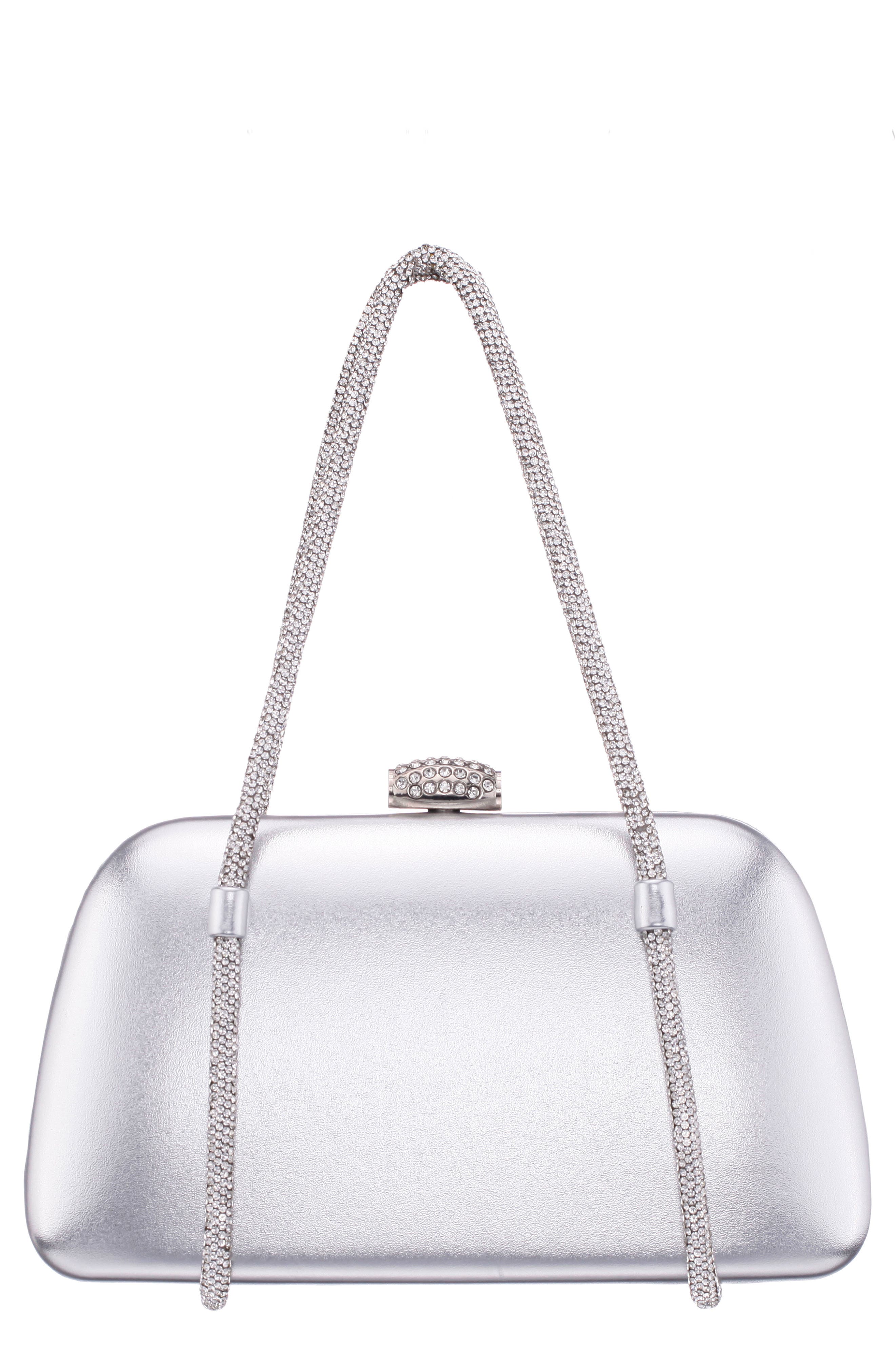 Nina Camara Frame Clutch, Main, color, Silver