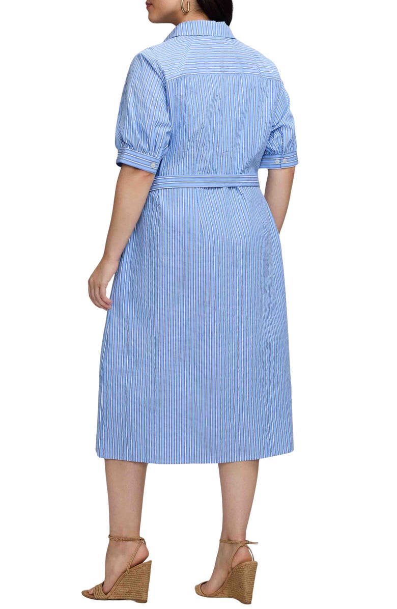 Foxcroft Esther Belted Stripe Cotton Shirtdress, Alternate, color, Blue Multi