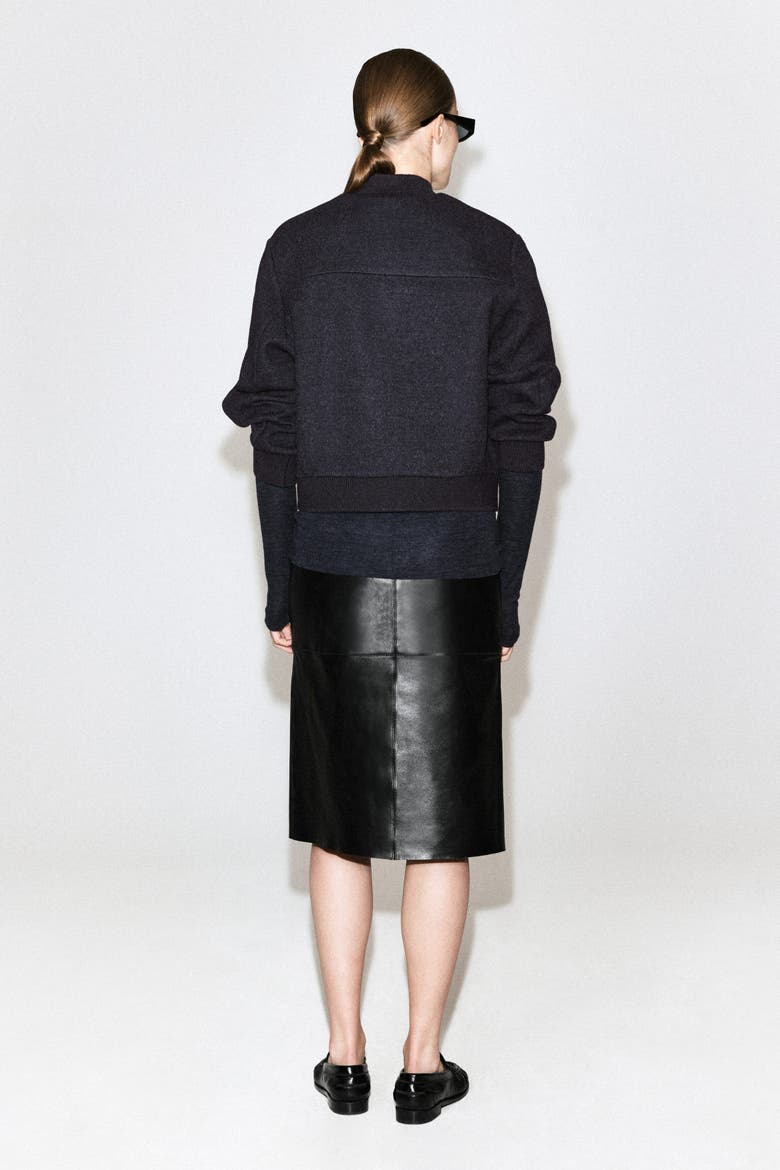 Boiled Wool-blend Bomber Jacket, Alternate, color, CHARCOAL MÉLANGE