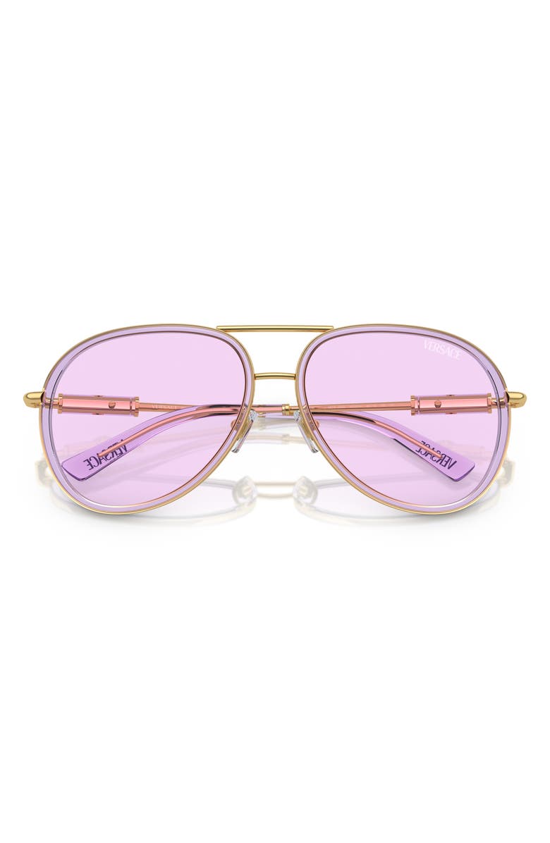 Versace 60mm Pilot Sunglasses, Alternate, color, Violet