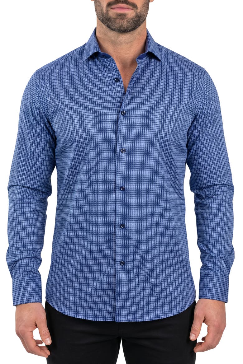 Einstein Contemporary Fit Button-Up Shirt, Main, color, BLUE