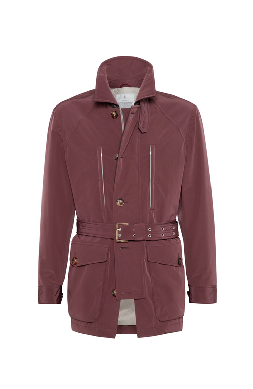 Brunello Cucinelli Belted Safari Jacket In Burgundy
