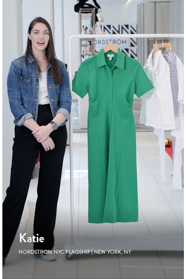 Side Ruched Stretch Cotton Blend Shirtdress video