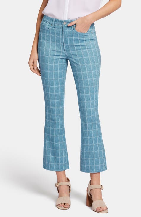 Billie High Waist Ankle Bootcut Jeans (Pebble Peach Plaid)