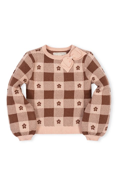 Kids' Organic Bow Detail Intarsia Sweater