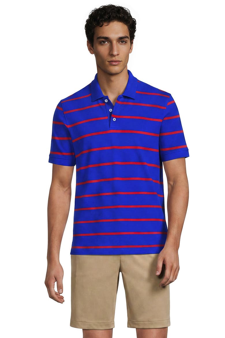 Short Sleeve Performance Mesh Pique Polo, Main, color, Vibrant Lapis/Red Stripe
