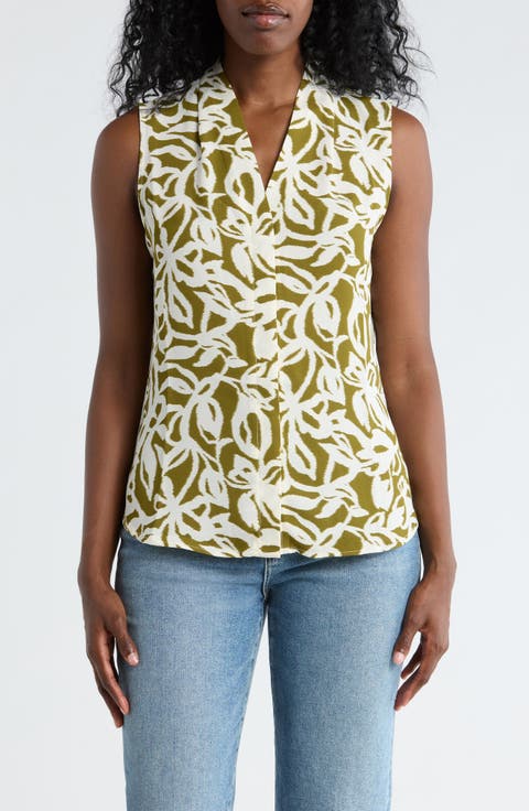 V-Neck Sleeveless Woven Shell Top