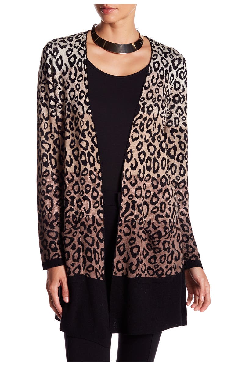 Joseph A Leopard Print Double Knit Cardigan, Alternate, color, 