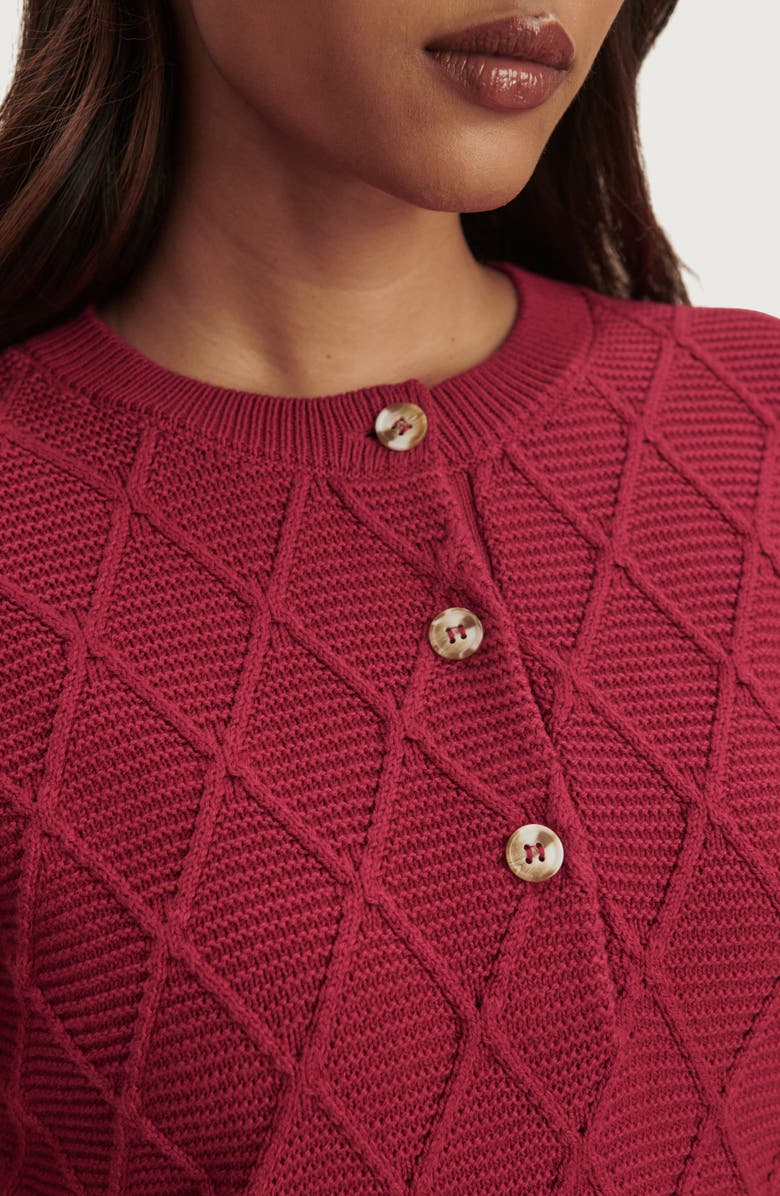 Varley Merryn Diamond Knit Sweater, Alternate, color, Rich Raspberry