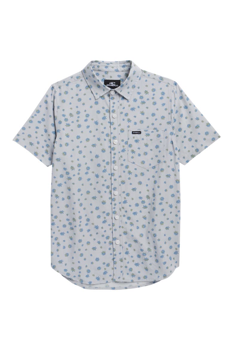 Kids' Oasis Print Short Sleeve Button-Up Shirt, Main, color, HIGH RISE