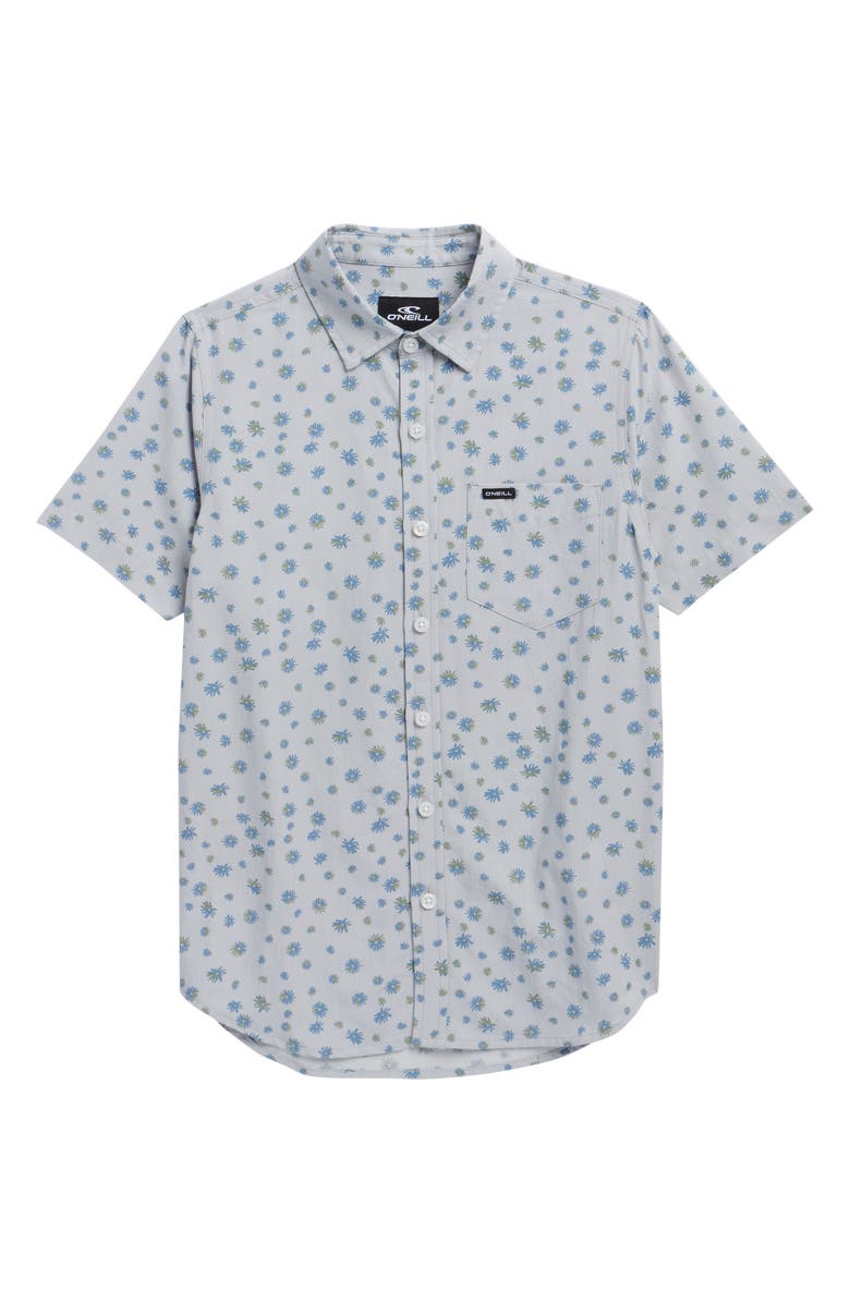 O'Neill Kids' Oasis Print Short Sleeve Button-Up Shirt, Main, color, High Rise