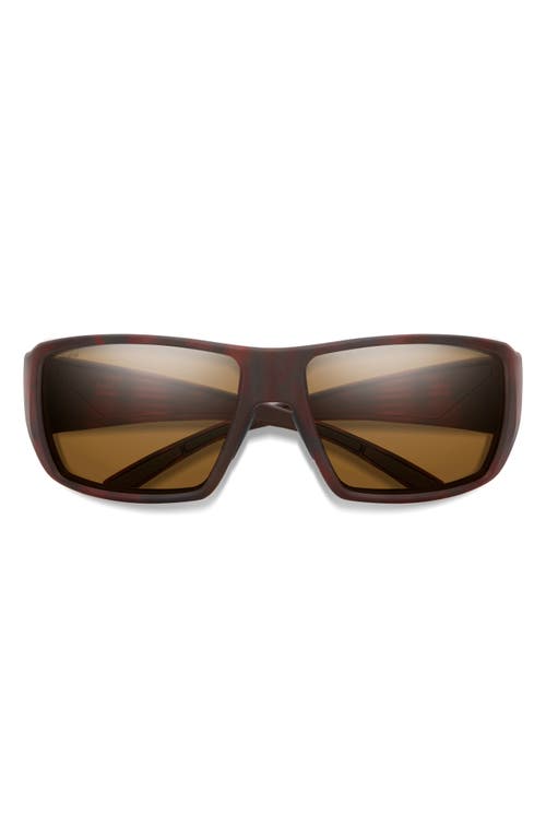 Smith Guide's Choice 62mm Polarized Oversize Wraparound Sunglasses In Tortoise/glass Brown