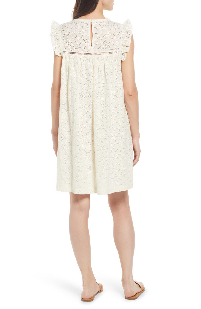Madewell Eyelet Ruffle Sleeve Minidress, Alternate, color,