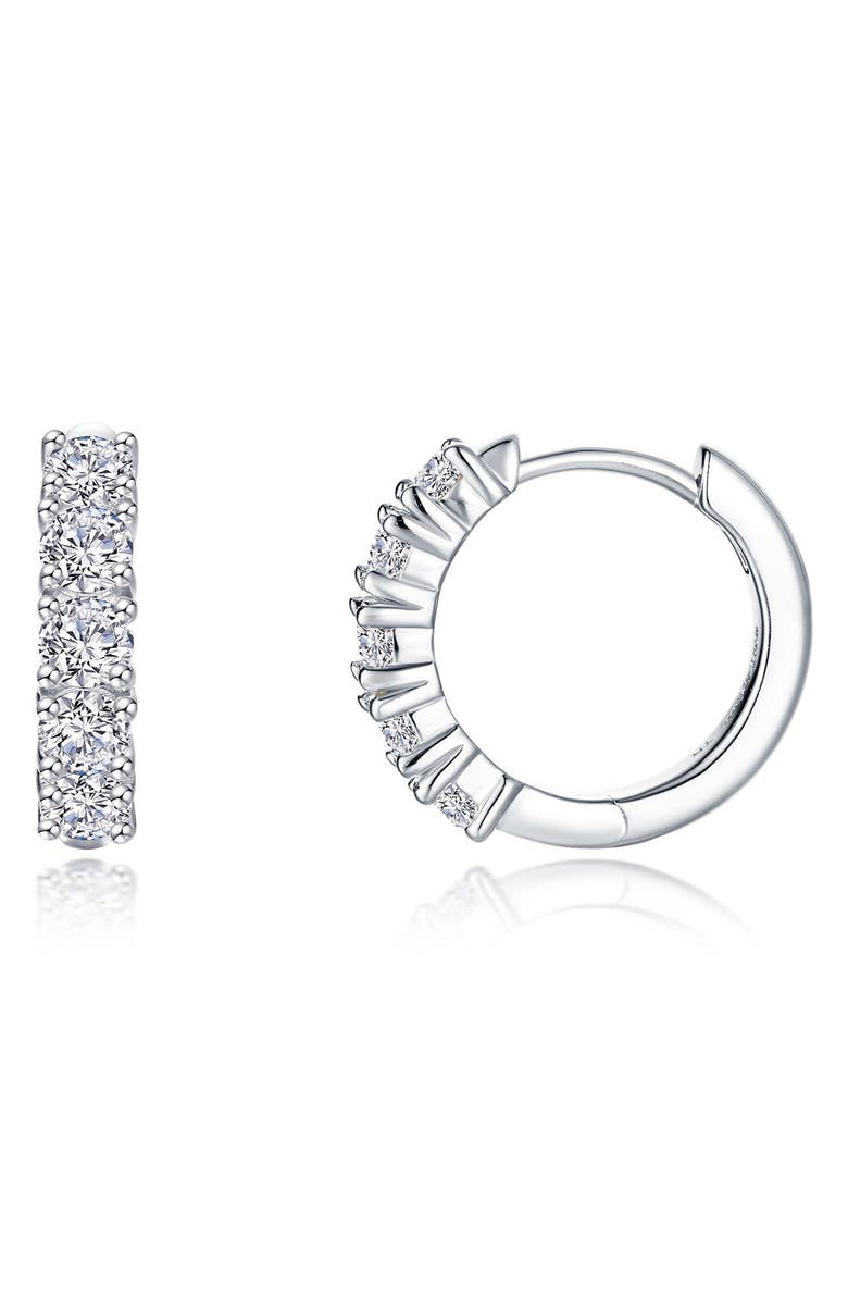 Lafonn Bella Pavé Simulated Diamond Huggie Hoop Earrings, Main, color, Silver