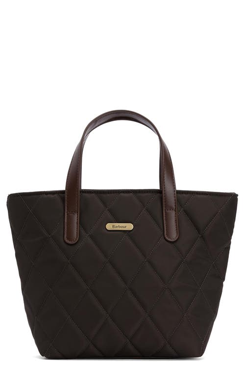 Barbour Mini Quilted Nylon Tote In Green