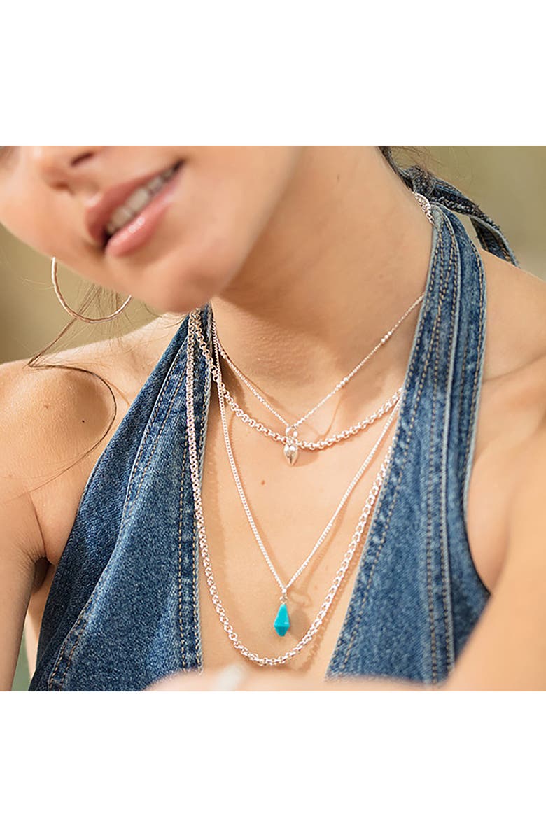 Monica Vinader Triple Beaded Chain Necklace, Alternate, color, Silver