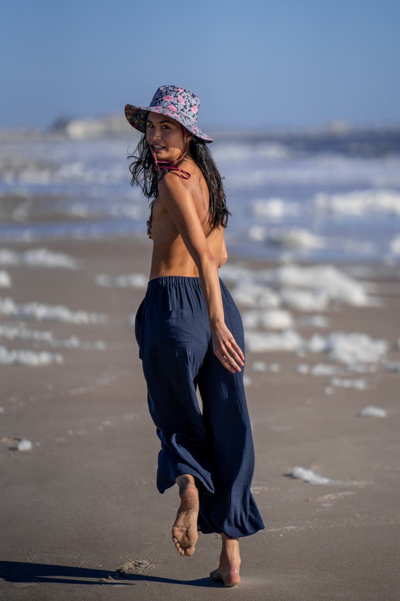 The Gauze Wide Leg Pant, Alternate, color, Navy