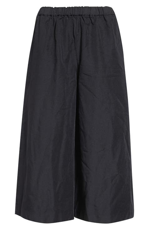 Crop Twill Wide Leg Pants