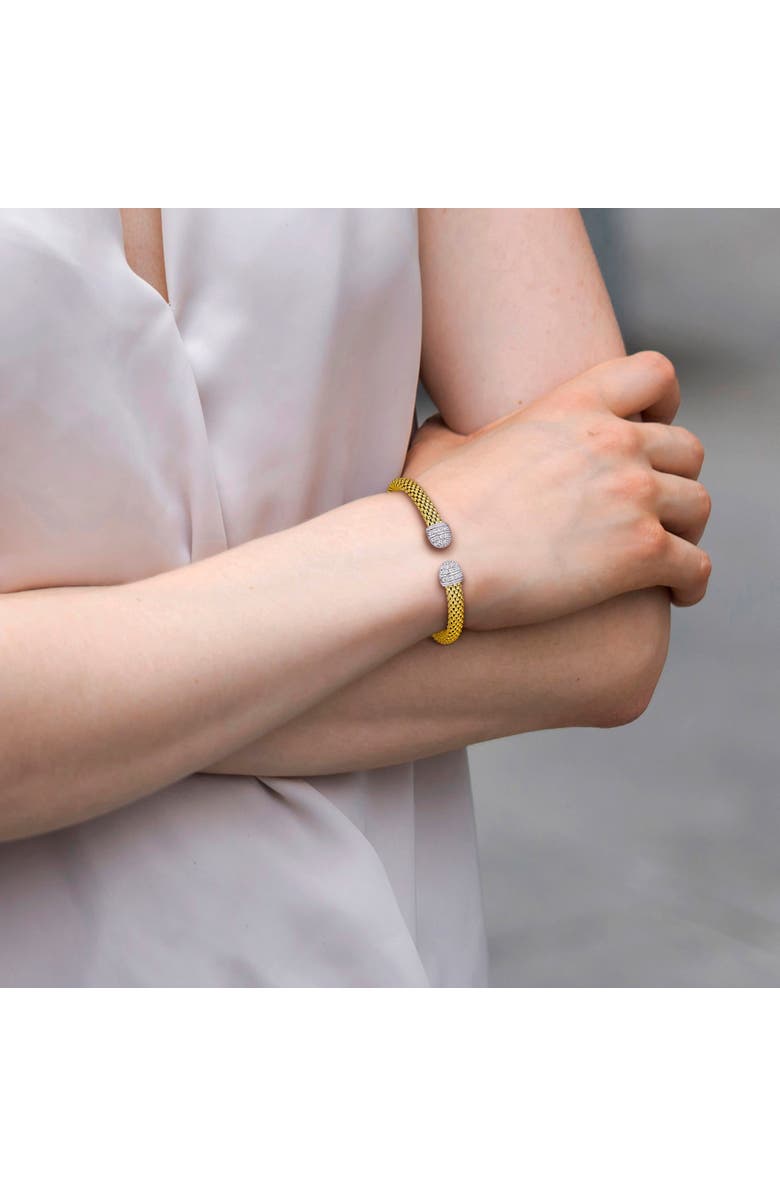 Julianna B. Cubic Zirconia Open Bangle Two-Tone Silver, Alternate, color, Yellow-Plated