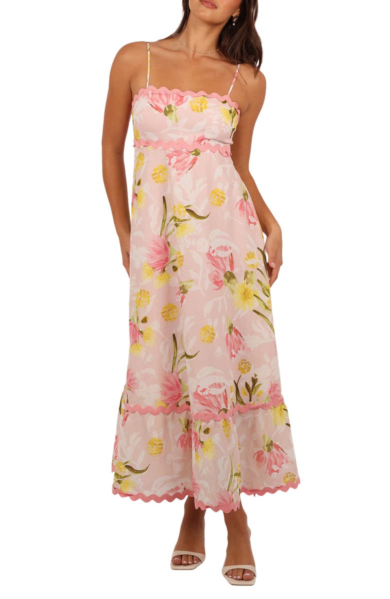 Petal & Pup Layla Floral Cotton & Linen Maxi Sundress, Main, color, Acacia Blossom